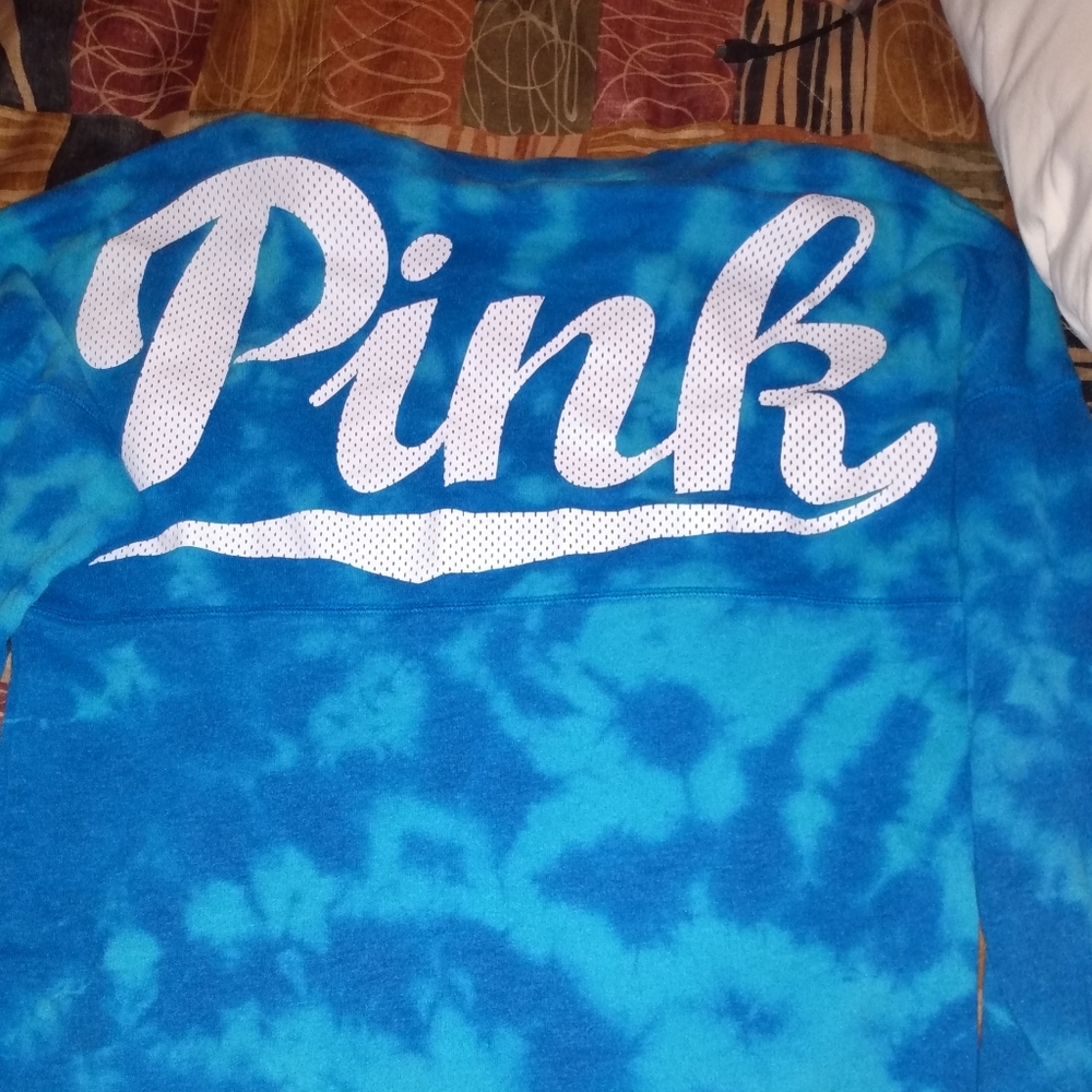 PINK sweatshirt blue tye dye xs